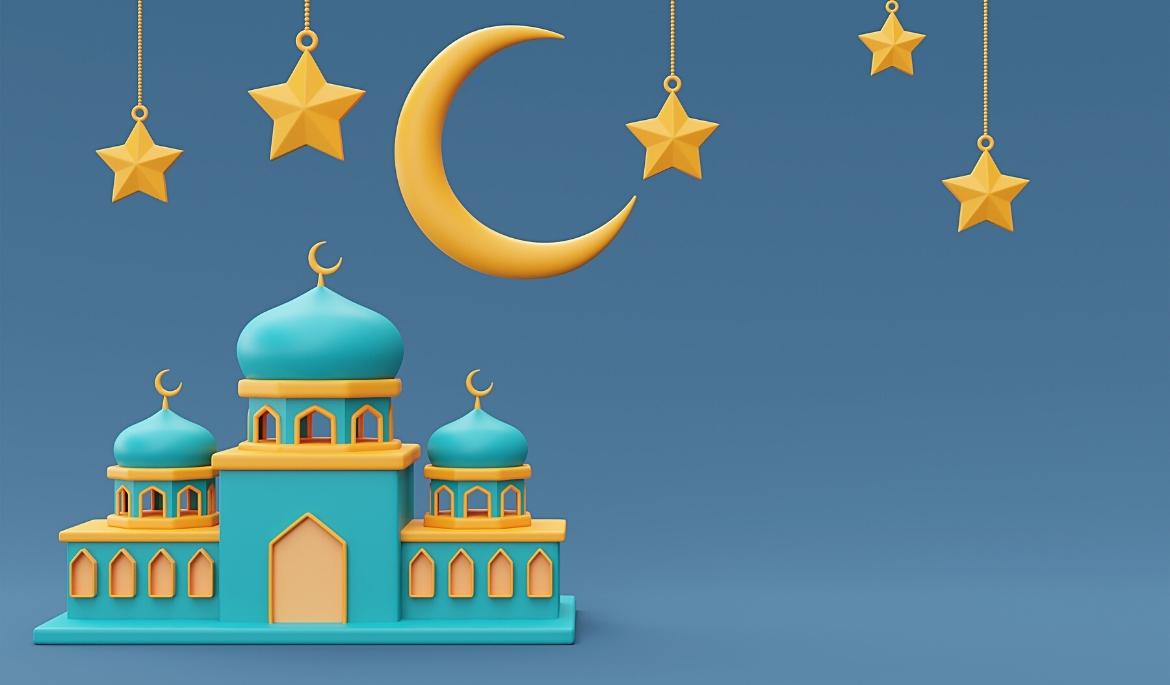 illustrasi desain masjid untuk kartu lebaran